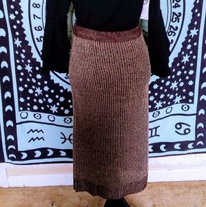 Brown ribbed sweater pencil skirt
